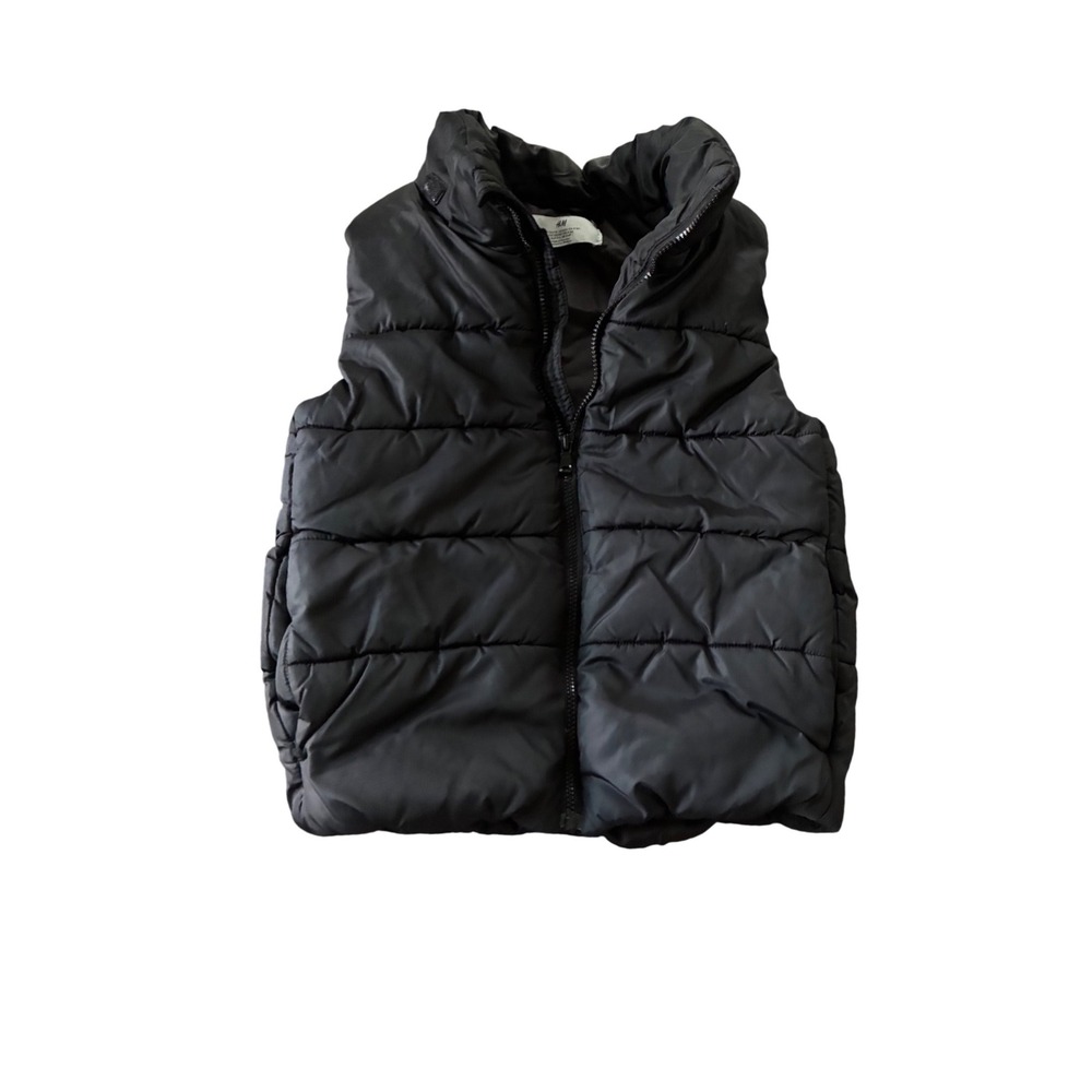 HM Kids Black Puffer Vest Sleeveless Quilted Zip Up Jacket Size 5-6Y